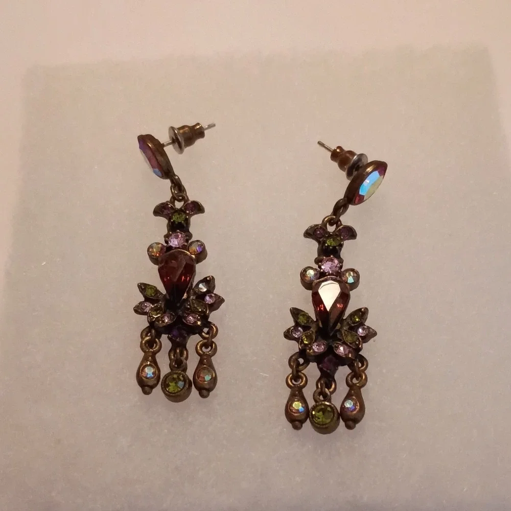 Vintage‎ Mixed Lot of 6 Earrings Multicolor Ornate Metal & Glass Designs